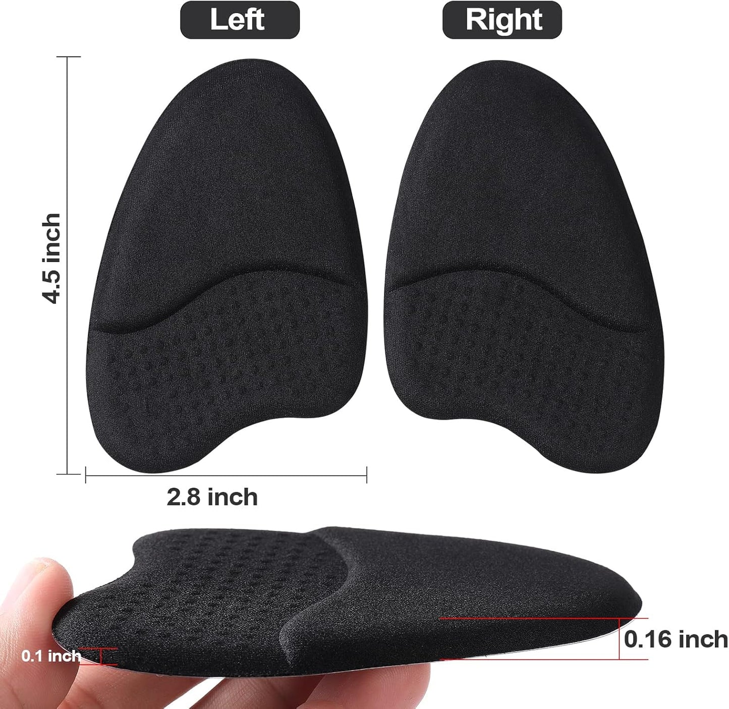Metatarsal Pads Women, Forefoot Pads for Women,Anti Sliding Foot Pads for Open Toe Shoe, Ball of Foot Cushions, Shoe Pads Heel Pads for Stop Feet from Sliding Forward, Heel inserts for women