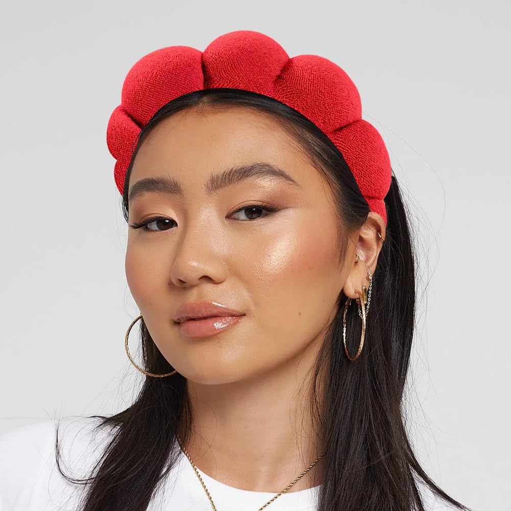 Spa Headband for Washing Face or Facial Makeup - Bubble Skincare Terry Cloth Puffy Headband for Mask Skin Treatment