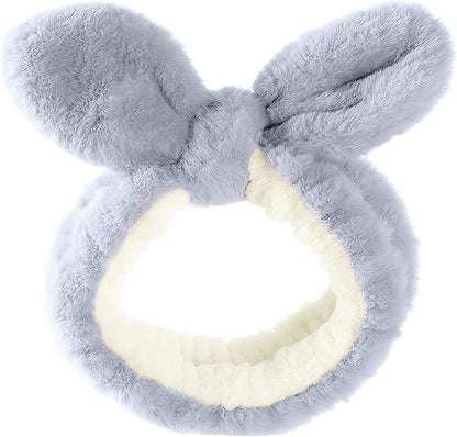Skin Care Headband, Face Washing band, Bunny Ears, Bath Shower, Girls Elastic Makeup (C, M)