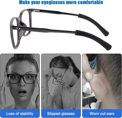 4 Pairs Soft Cotton Glasses Ear Grips – Anti-Slip, Pain Relief Ear Cushions for All-Day Wear | Universal Fit for Reading/Sunglasses/Sport, Lightweight & Washable