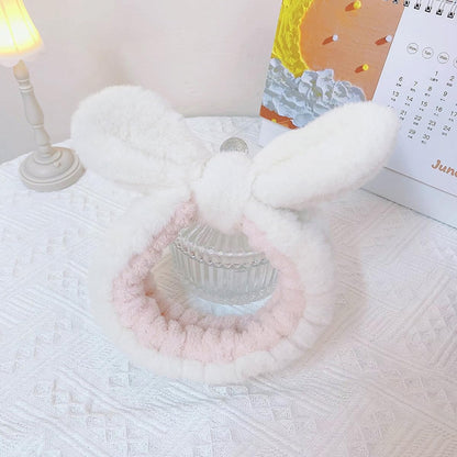 Skin Care Headband, Facial Wash Band, Bunny Ear, Bath Shower, Girls Rubber Makeup (B, M)