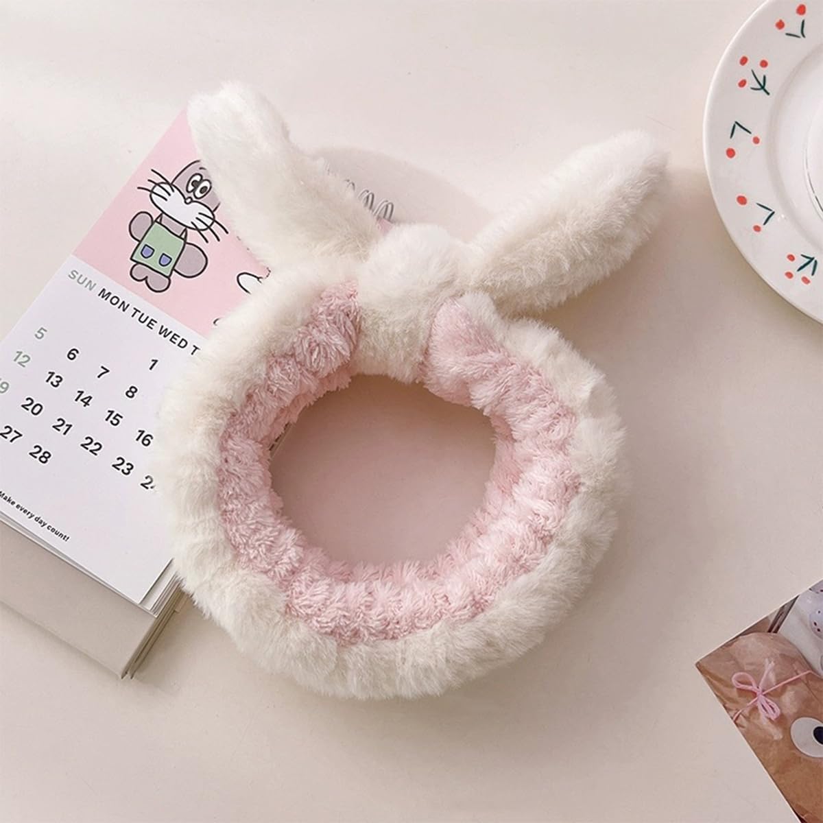Skin Care Headband, Facial Wash Band, Bunny Ear, Bath Shower, Girls Rubber Makeup (B, M)