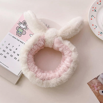 Skin Care Headband, Facial Wash Band, Bunny Ear, Bath Shower, Girls Rubber Makeup (B, M)