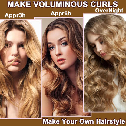 Heatless Hair Curler Set, 3 Pcs Hair Curlers No Heat, Heatless Overnight Blowout Rods with Hook for Hair Styling Tools Women Long Hair Rollers(Kahki)