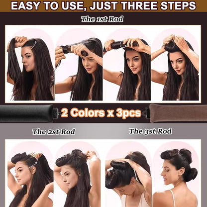 Heatless Hair Curler Set, 3 Pcs Hair Curlers No Heat, Heatless Overnight Blowout Rods with Hook for Hair Styling Tools Women Long Hair Rollers(Kahki)