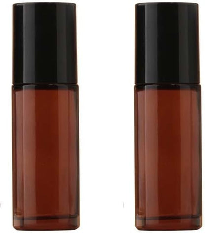 2Pcs Brown 50ml Glass Essential Oil Roller Bottles,Large Empty Roller Bottles Refillable,Deodorant Bottle Containers Rollerball for Fragrance Refillable Containers Accessories