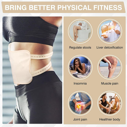 Castor Oil Pack, Adjustable Reusable for Liver Detox, Castor Oil Pack Wrap for Stomach Less Mess, Elastic Strap Bamboo Cotton Machine Washable Anti Leak 1pcs