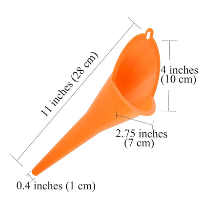 4 pcs Multi-Function Plastic Long Neck Oil Funnel - for All Automotive Oils Lubricants Engine Oils Water Diesel Fuel Kerosene and Other Liquids