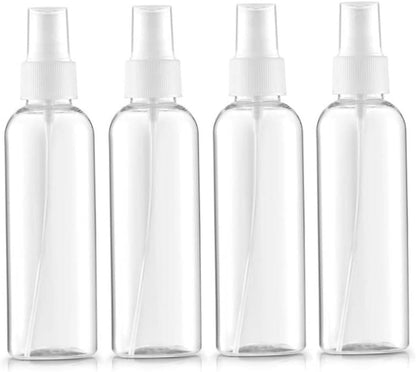 Small Spray Bottle 100ml Clear Plastic Spray Mist Bottle Refillable Travel Bottle Set for Toiletries 4PCS