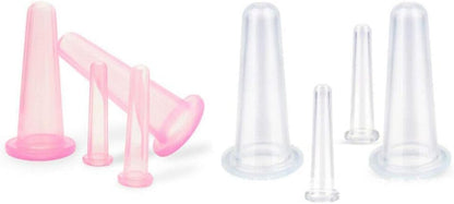 4PCS Facial Cupping Set for Face, Pink Massage Cupping Set Silicone Mini Facial Cups Face Helper Skin Care Neck Back Eyes Massaging Cup