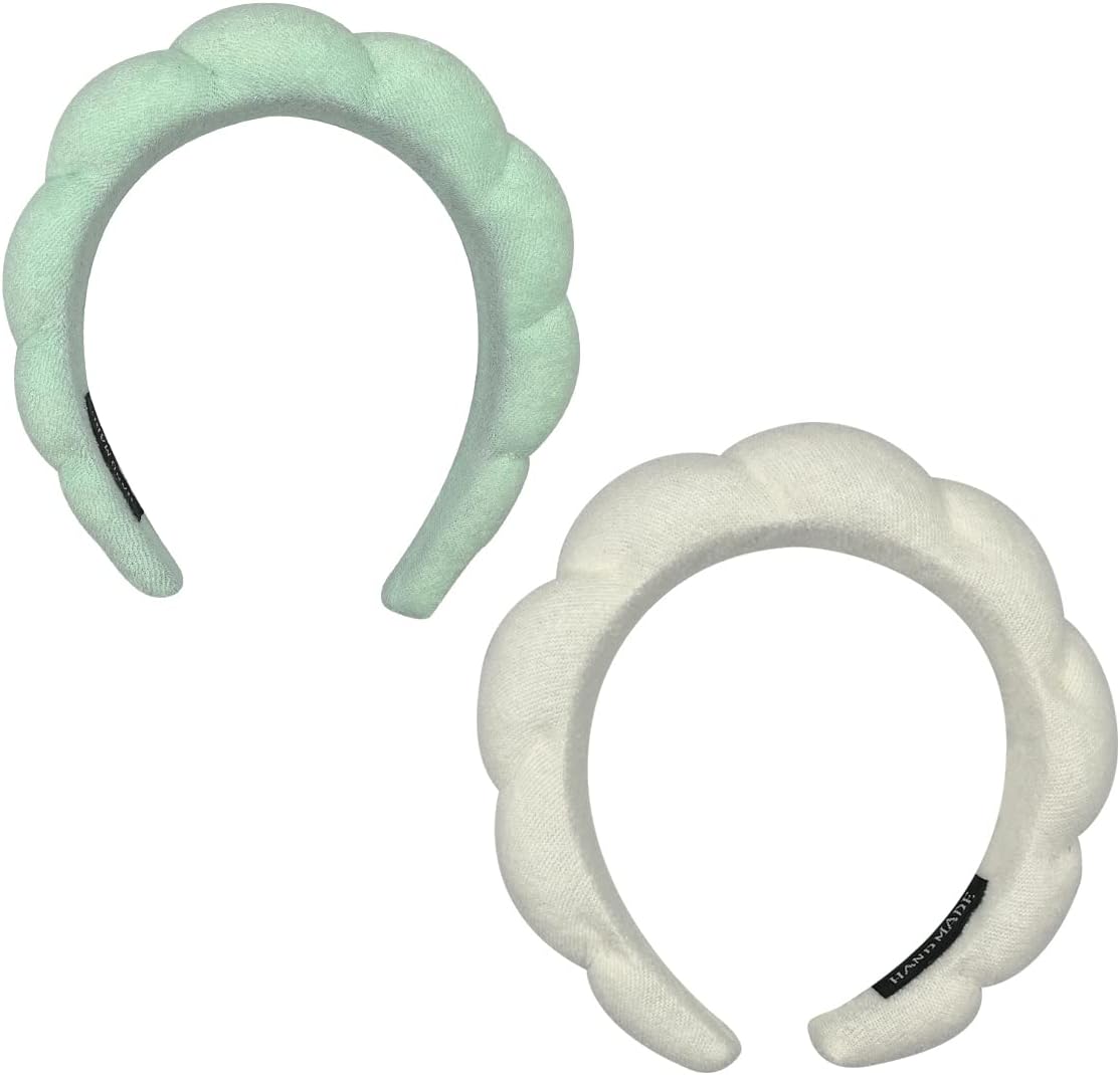 2 Pack Sponge Spa Makeup Headband, Puffy Spa Headband Skincare Headband for Women Face Washing, Makeup Removal, Shower, Skincare