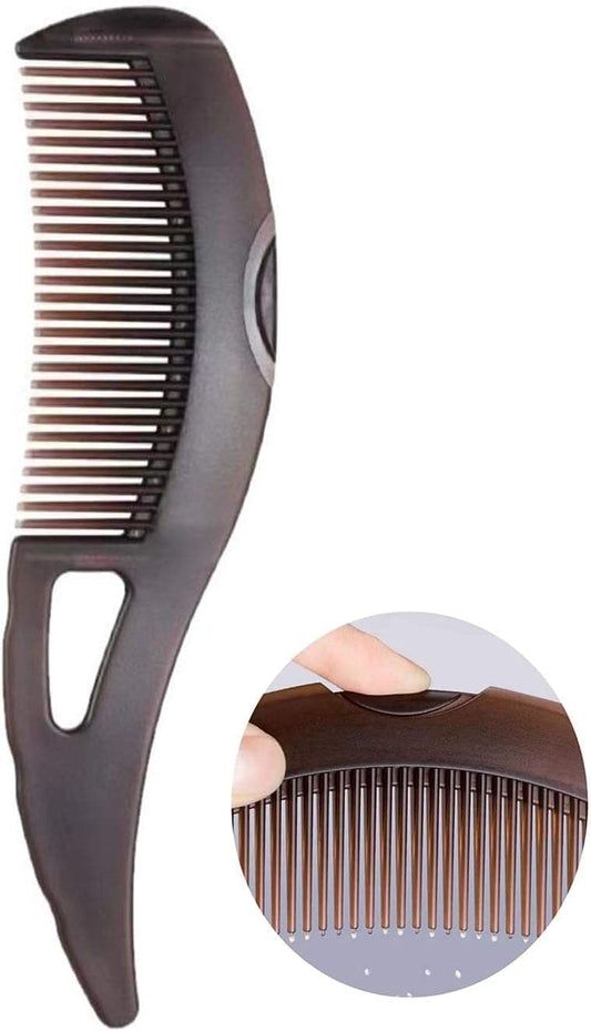 Scalp detox comb with hollow teeth and self-cleaning design, dark brown handle