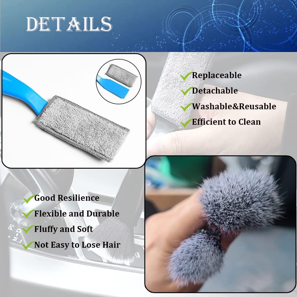 Double Head Brush for Car Cleaning, Detailing Interior and Exterior - Soft Bristles (Black, 1 Pack)