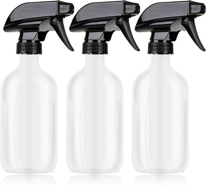 Plastic Spray Bottles 3 Pack, Refillable 16 oz Empty Spray Bottle for Cleaning Solution, Durable and Powerful Nozzle, Spray Bottles for Hair, Plants, Cleaner, Oil