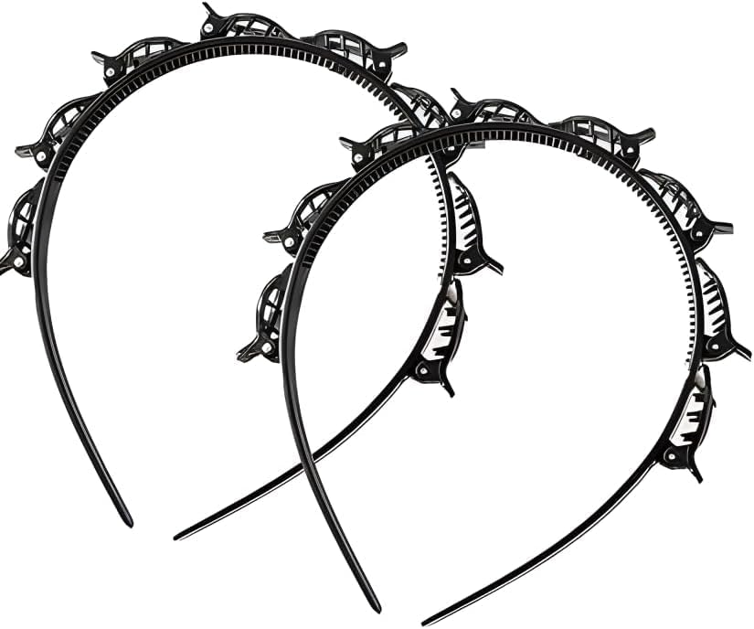 Braided Headbands Double Layer Twist Plait Hairband, 2Pcs Bangs Hairstyle Twist Hairpin Headbands,Double Bangs Hairstyle Hairpin Headband Korean Braided Headbands,Double Layer Twist Plait Headband