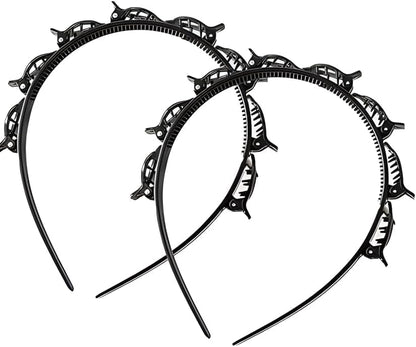 Braided Headbands Double Layer Twist Plait Hairband, 2Pcs Bangs Hairstyle Twist Hairpin Headbands,Double Bangs Hairstyle Hairpin Headband Korean Braided Headbands,Double Layer Twist Plait Headband