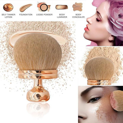 Extra Large Body Self Tanner Makeup Brush, 3 Inch Wide-headed Self Tanning Kabuki Blend Brush for Powder, Blusher, Foundation, Bronzer, Self Tan Face, Body, Leg and Back Applicator (Gold)