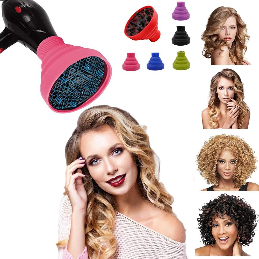 Collapsible Hair Diffuser Attachment - Portable Silicone Diffuser for Curly Hair, Fits 1.57-1.99" Nozzle Dryers, Travel & Salon Use (Green)