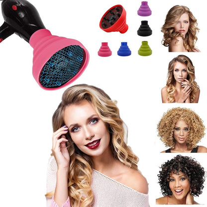 Collapsible Hair Diffuser Attachment - Portable Silicone Diffuser for Curly Hair, Fits 1.57-1.99" Nozzle Dryers, Travel & Salon Use (Green)