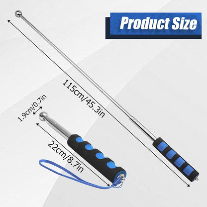 Self Defence Stick Retractable, Adjustable 115cm Thickened Telescopic Rod, Hollowing Drum Detection Hammer, Professional Telescopic Rod Hammer for House Decoration Inspection (Blue)