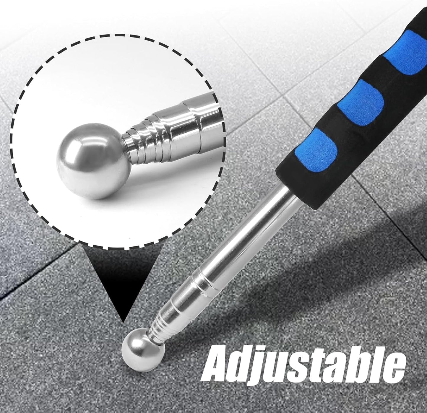 Self Defence Stick Retractable, Adjustable 115cm Thickened Telescopic Rod, Hollowing Drum Detection Hammer, Professional Telescopic Rod Hammer for House Decoration Inspection (Blue)