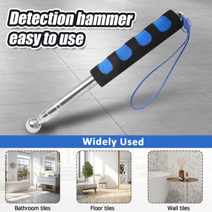 Self Defence Stick Retractable, Adjustable 115cm Thickened Telescopic Rod, Hollowing Drum Detection Hammer, Professional Telescopic Rod Hammer for House Decoration Inspection (Blue)