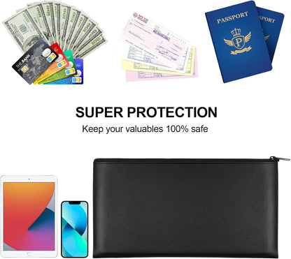 2 Pieces Money Bags with Zipper, 11x6.1 inch Pouch, Bank Bag, Cash Check Wallet, Cosmetics Black