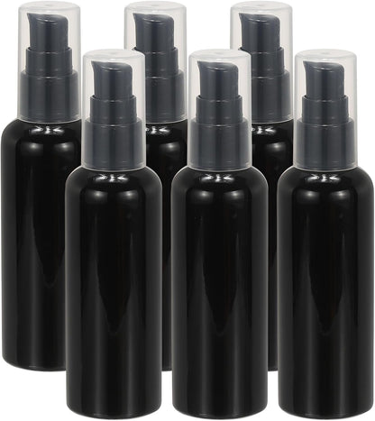 Travel Pump Bottles, 6 Pcs 3.4Oz(100ml) Leak Proof Refillable Empty Dispenser Container Squeeze Bottle with for Shampoo Toiletries Lotion Cream, Black -
