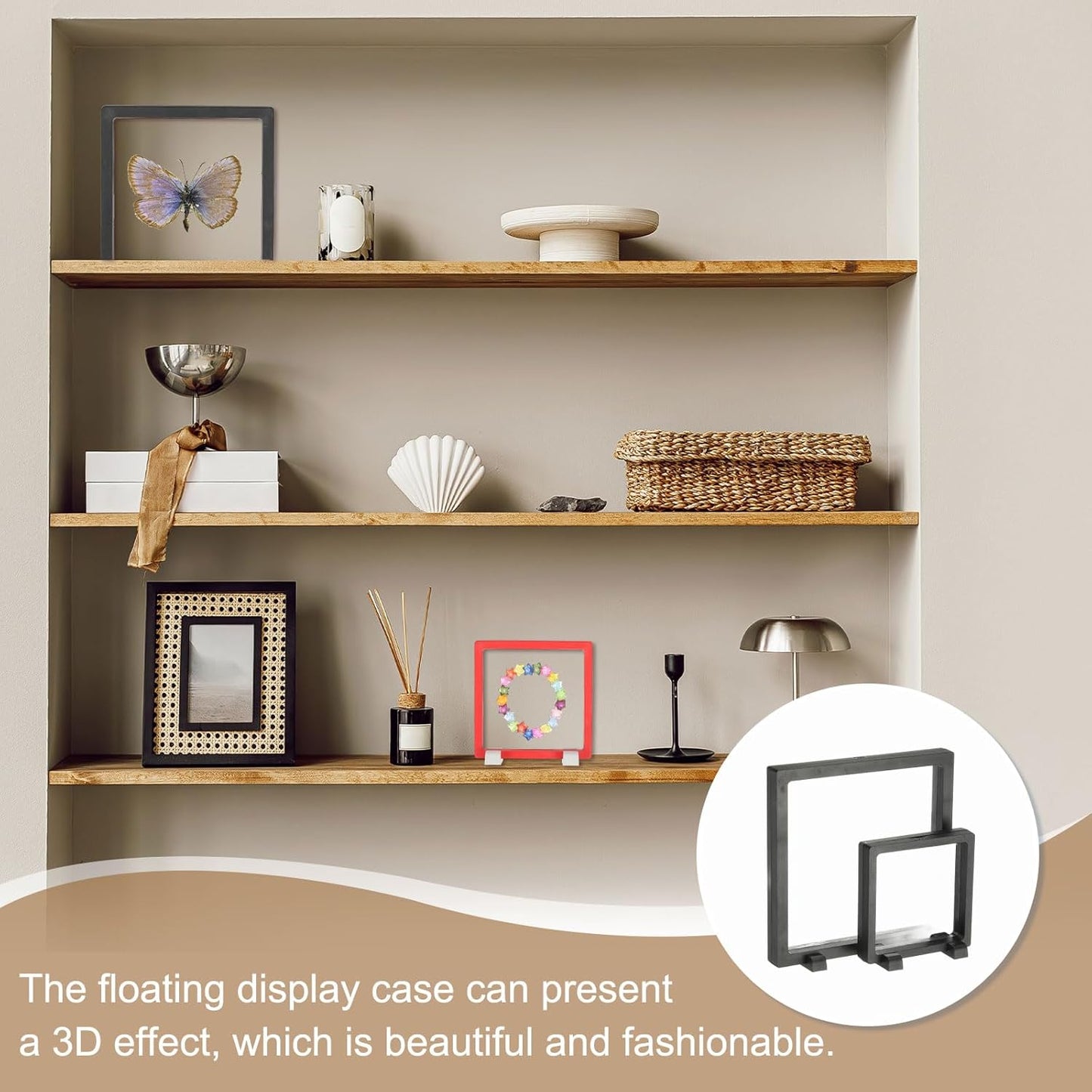 4Pcs Floating Display Case, 4.3 Inch Jewelry Case Stand Challenge Coin Holder Frames Transparent Small Storage Box 3D for Necklace Bracelets Pendants, Orange/White 4.3x4