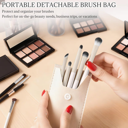 6Pcs Eye Makeup Brush Set, Soft Hairs Eyeshadow Kit, Professional Eyes for Concealer Eyebrows Eyeliner Highlighter with Snap-On Case, Beginner Friendly