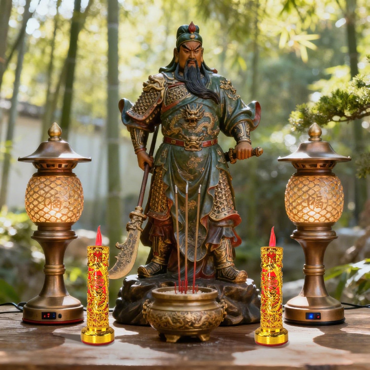 2pcs Chinese Buddhist Flameless LED Candle Lamp - Traditional Red Lantern Design, Retro Light for Meditation, Altar & Feng Shui Décor