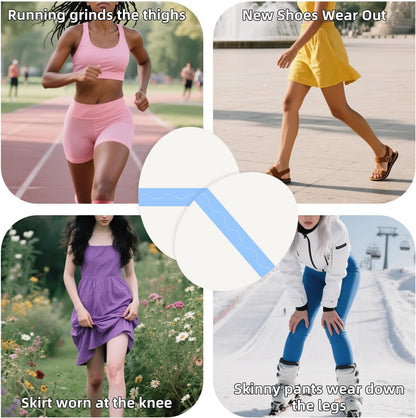 10 Pcs PU Transparent Anti-Chafing Thigh Patches, Waterproof Film Invisible Adhesive Sticker for Thigh, Knee, Heel Protection, Skin-Friendly Tape(4.5 x 3.5 in, Oval)
