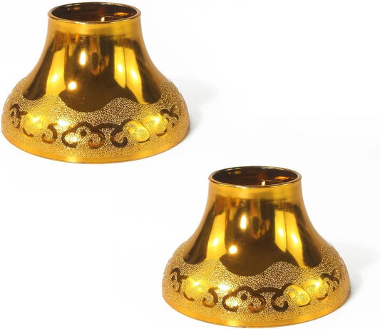 Golden lotus offering plate base, round with ornate raised rim