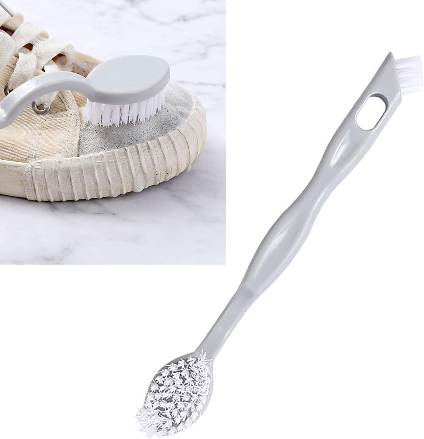 Sneaker Cleaner Brush, Multi Functional Shoe Brush Double Sided Washing Plastic Scrub for Stains (grey)