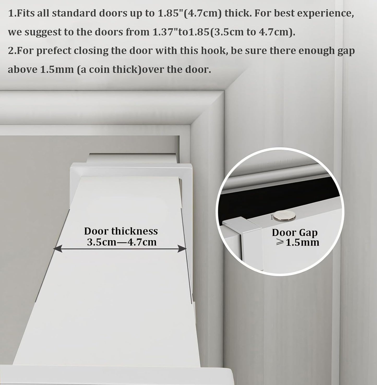 Door hooks, coat hangers for jackets, towels, bags, bathrobes (1 pack, white)