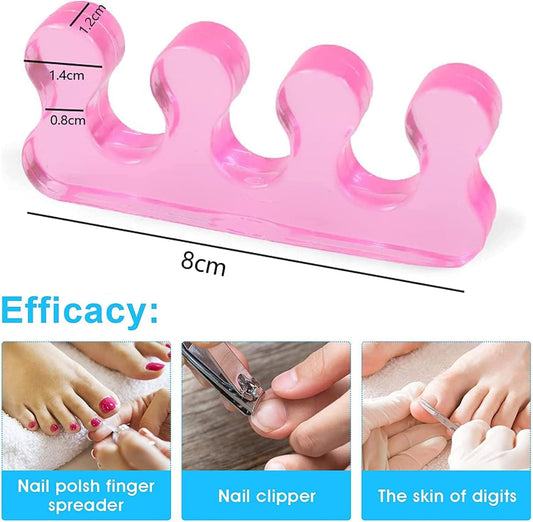 Pink gel toe separator with five-way U-shaped dividers for toes