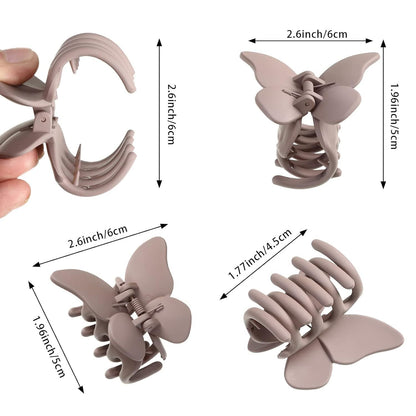 6PCS Hair Clip, 2 Inch Butterly Claw Clips or Women Girls Small Nonslip Butterly Jaw Clips or Thick Hair and Strong Hold, Pack o 6, Solid color(blue+black+white+brown+an+coee)