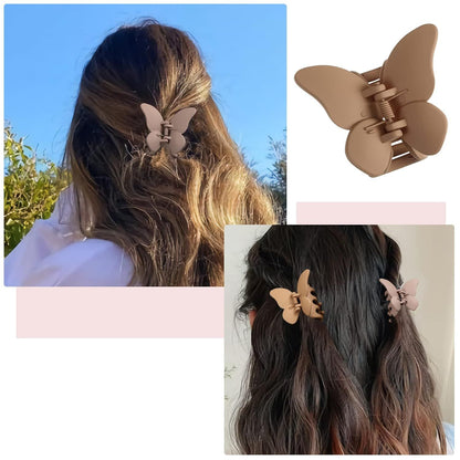 6PCS Hair Clip, 2 Inch Butterly Claw Clips or Women Girls Small Nonslip Butterly Jaw Clips or Thick Hair and Strong Hold, Pack o 6, Solid color(blue+black+white+brown+an+coee)
