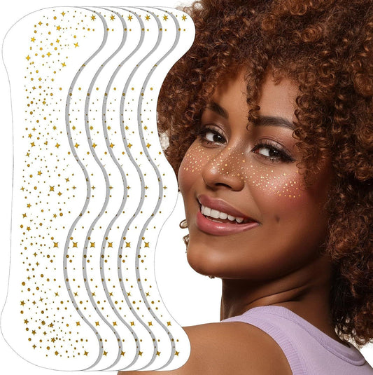Gold glitter face speckle patches sheet with star and dot pattern