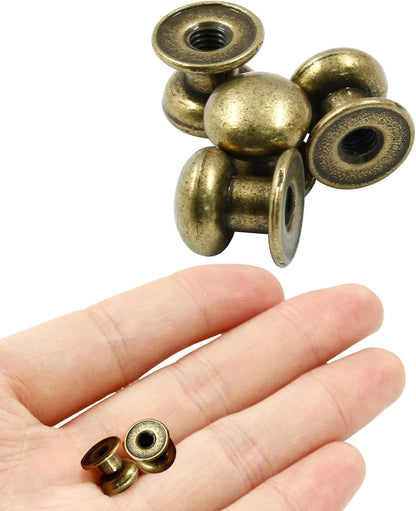 Biaungdo 12pcs 0.31" x 0.39" Mini Drawer Pulls, Round Cabinet Knobs Handles Pulls for Dresser Closet Chest Drawer Wooden Jewelry Box Cases, Antique Bronze