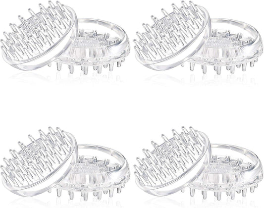 Clear round spiked caster cup protectors with translucent plastic base and spike tips