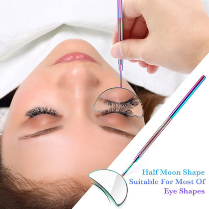 2 Pieces Lash Mirror Eyelash Extension Mirror Hal-moon Shape Lash Mirror 1.96 inch Stainless Steel Eyelash Mirror Tool Large Eyelash Inspection Mirror or Women Girls Makeup Supplies