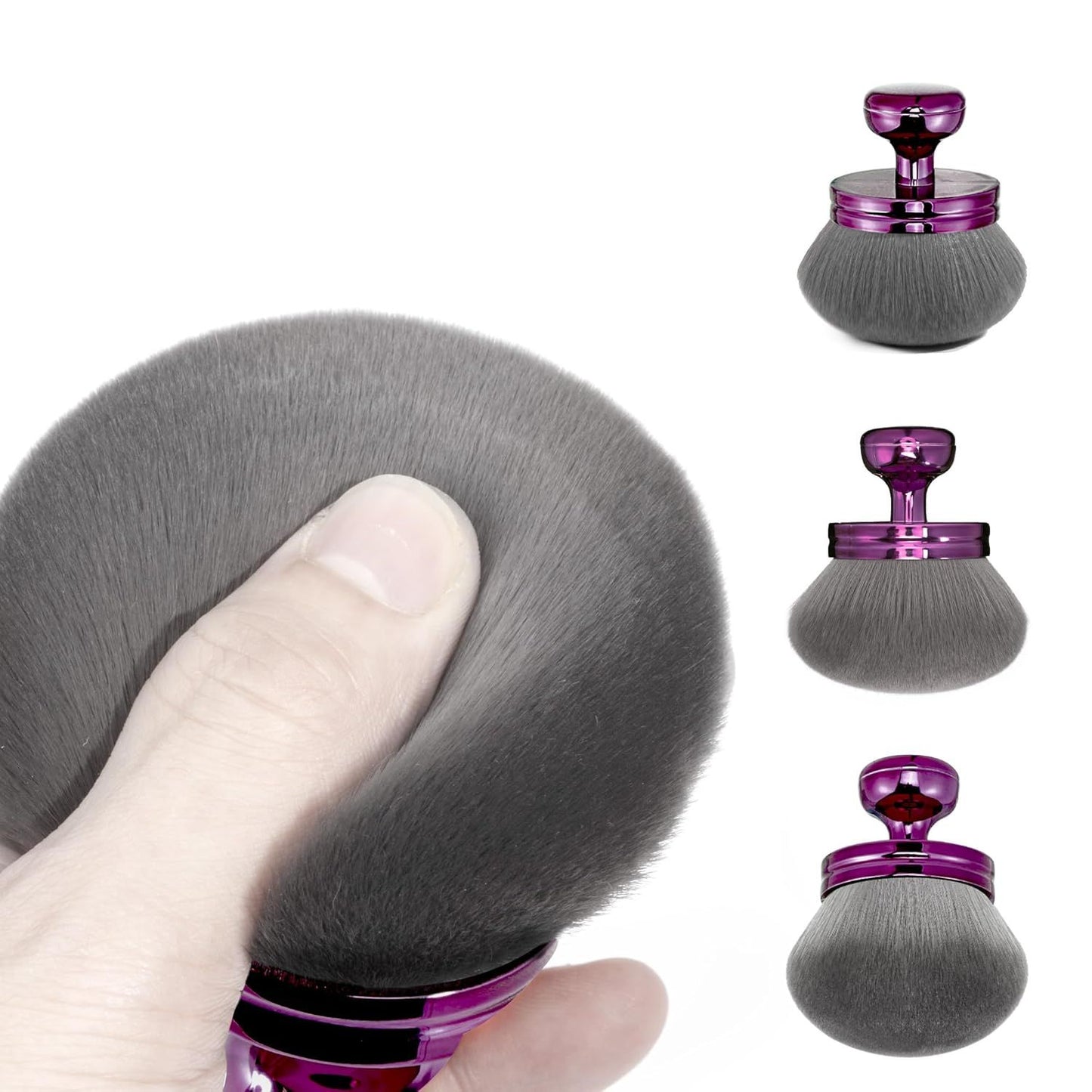 Blend & Blur Extra Large Body Makeup Brush or Sel Tanner,Leg Makeup & Bronzer Sel Tan Applicator, 3.2inch Wide Round Head Kabuki Brush or Application with Drawstring Bag (Purple)