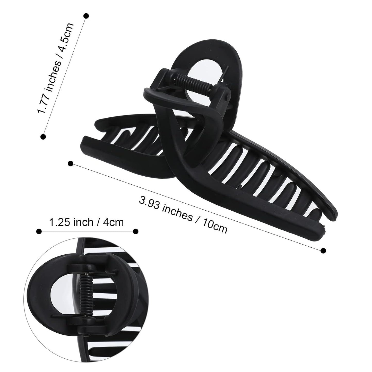 5PCS Large Claw Hair Clips or Thick Hair Big Banana Hair Clips or Women Nonslip Strong Hold Hair Claw Clip (Matte Black)
