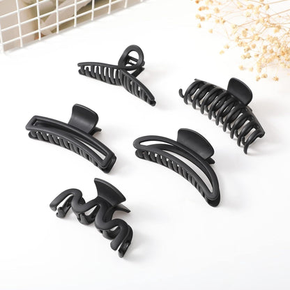 5PCS Large Claw Hair Clips or Thick Hair Big Banana Hair Clips or Women Nonslip Strong Hold Hair Claw Clip (Matte Black)