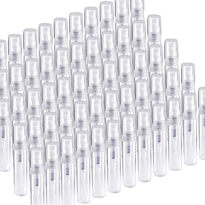 60 Pack 3ml Mini Spray Bottle, Clear Plastic Empty Cute Perume Atomizer Bottle or Cleaning, Travel, Essential Oils, Perume.
