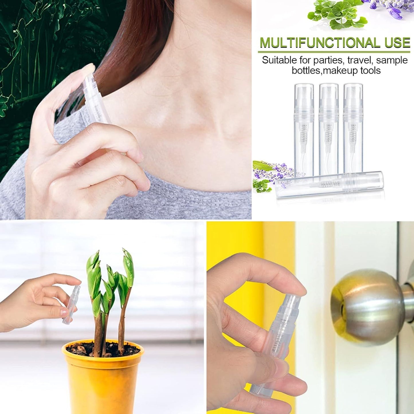 60 Pack 3ml Mini Spray Bottle, Clear Plastic Empty Cute Perume Atomizer Bottle or Cleaning, Travel, Essential Oils, Perume.