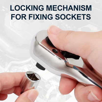 Biaungdo 1/4 Inch Drive Ratchet, 90-Tooth Reversible Quick-release Ratchet Wrench, Chrome Alloy Socket Wrench