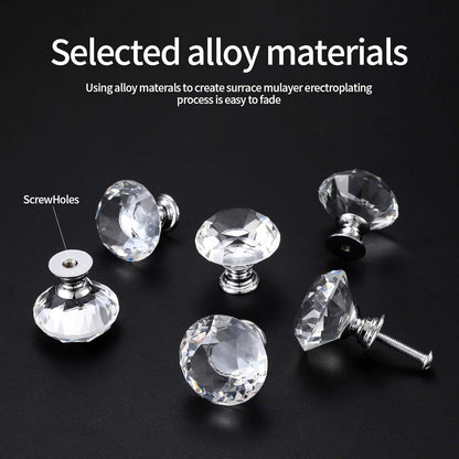 8 Pcs Crystal Cabinet Knobs, Decorative Diamond Shape Crystal Glass Dresser Knobs or Dresser Drawers Cupboard Wardrobe urniture Cabinet Pulls Handles Kitchen Bathroom Bedroom Knob(Silver, 30mm)