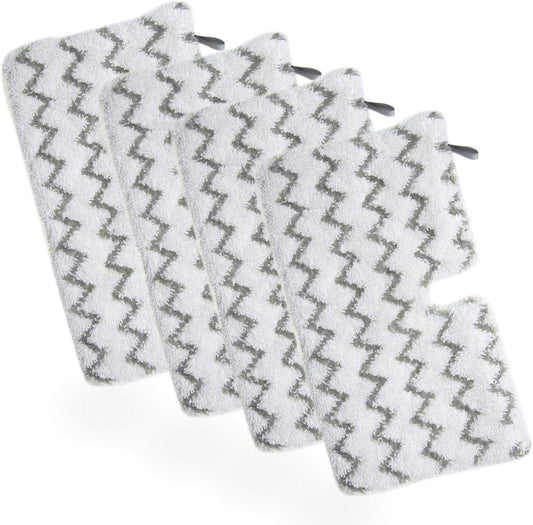 Steam mop pads, set of four rectangular zigzag microfibre pads, light gray